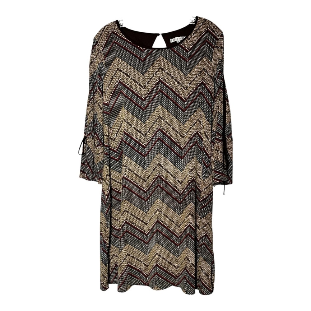 Sandra‎ Darren Chevron Print Dress Bell Sleeve Tie Detail Casual Womens Size 12